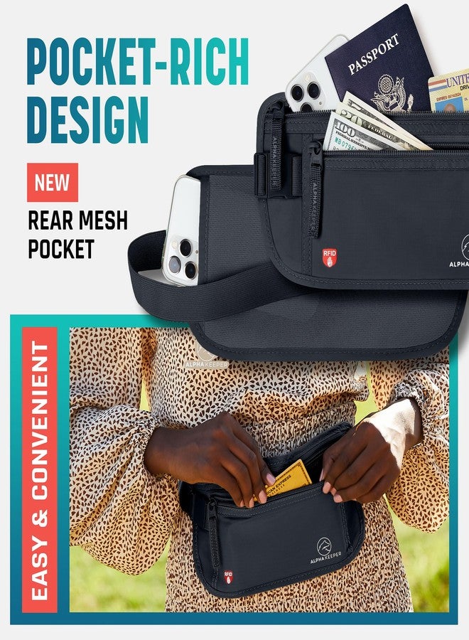 Alpha Keeper حزام ألفا كيبر المخفي للسفر - محفظة خصر وحامل جواز سفر مزود بتقنية حجب الترددات اللاسلكية (RFID) للنساء والرجال، حقيبة أمان رفيعة مضادة للسرقة - Image 4